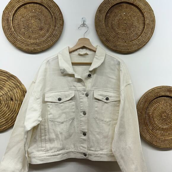 Buckle Peach Love White Sequins Fringe BRIDE Denim Jean Jacket Large Bridal - Picture 4 of 7